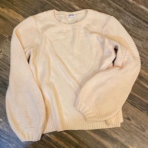 BB Dakota Sz L Crew Neck Puff Sleeve Sweater